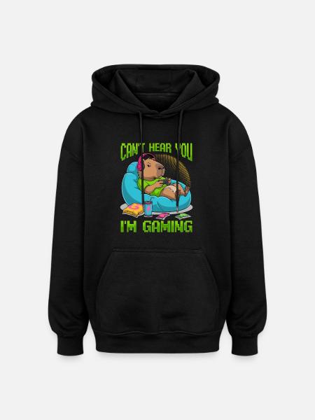 Capybara Gamer Gaming - Oversized Unisex Hoodie - black