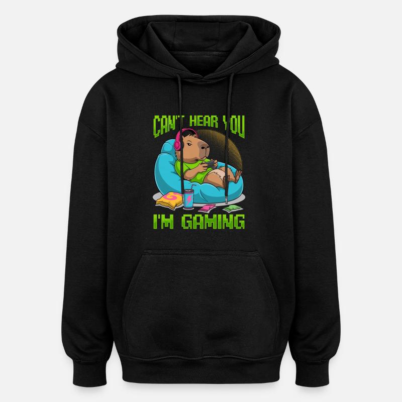 Capybara Gamer Gaming - Sweat à capuche oversize unisexe - noir
