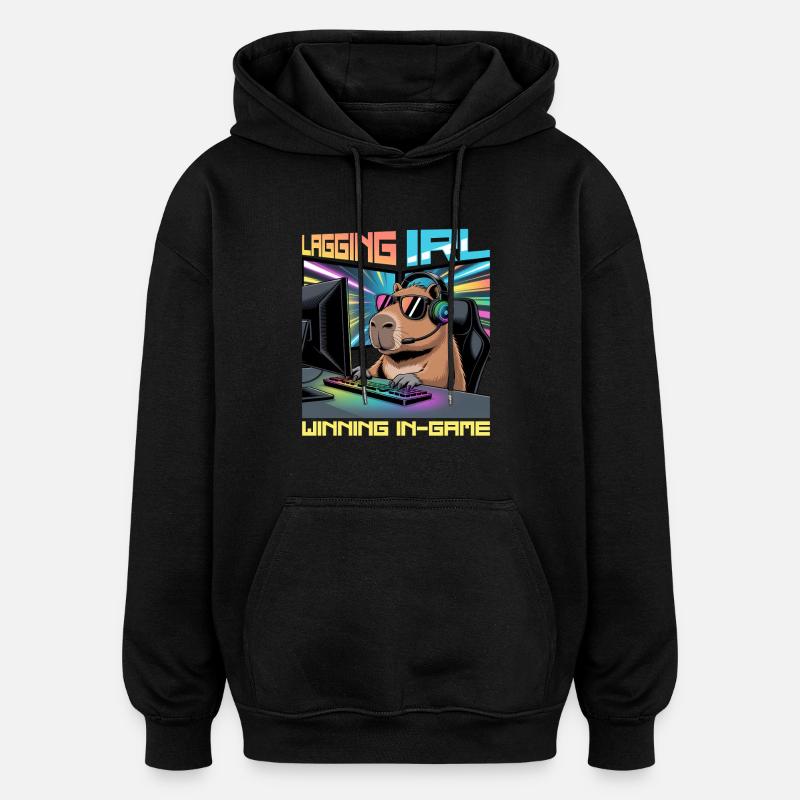 Capybara PC Gamer Gaming - Sweat à capuche oversize unisexe - noir
