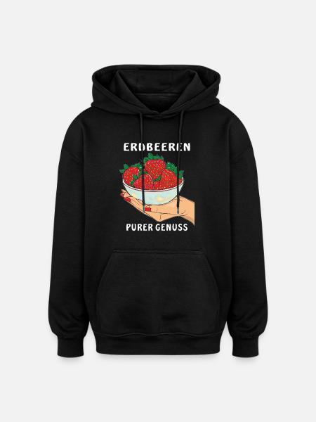 STRAWBERRIES HAND PURE ENJOYMENT - Oversized Unisex Hoodie - black