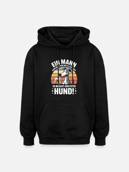 Funny Man Dog Beer - Oversized Unisex Hoodie - black