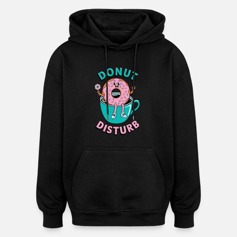 Donut Disturb Café et beignet - Sweat à capuche oversize unisexe - noir