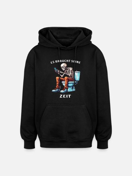 SKELETON TOILET SMARTPHONE - Oversized Unisex Hoodie - black