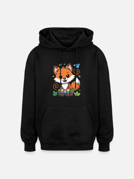 Out of preschool, Kindergarten Fuchs - Oversized Unisex Hoodie - black