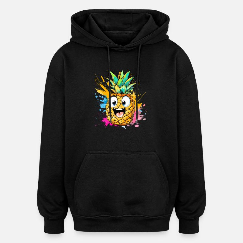 Explosion d’ananas heureuse - Sweat à capuche oversize unisexe - noir
