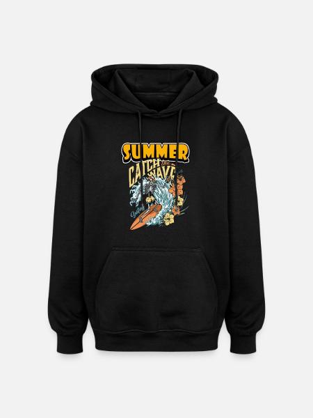 Summer Catch the Wave - Oversized Unisex Hoodie - black