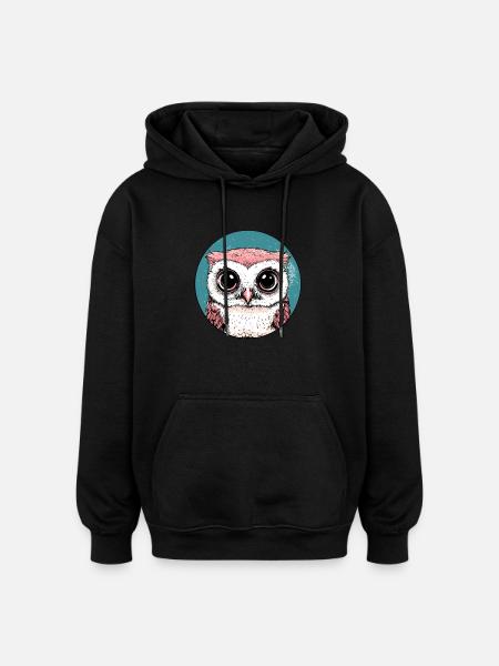 Big Eyes Owl - Oversized Unisex Hoodie - black