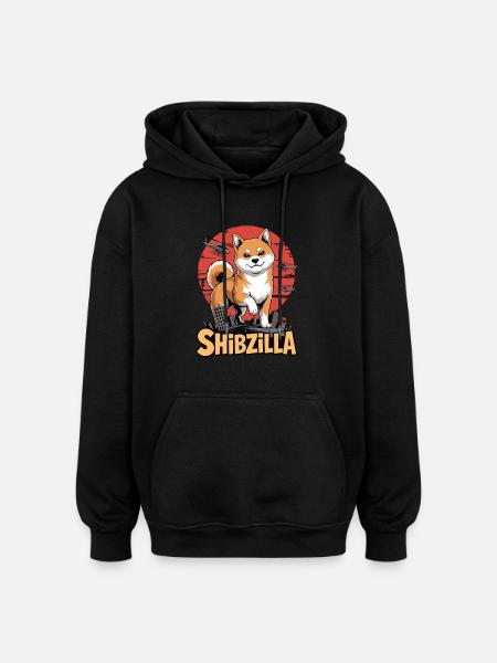 Shibzilla – Chaos with Side-Eye - Oversized Unisex Hoodie - black