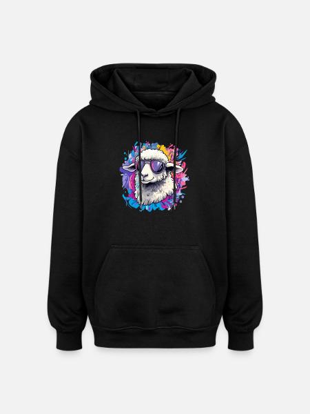 Cool sheep with sunglasses - Oversized Unisex Hoodie - black