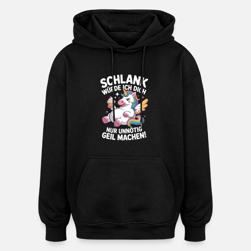Lustiges Einhorndesign - Oversized Unisex Hoodie - Schwarz