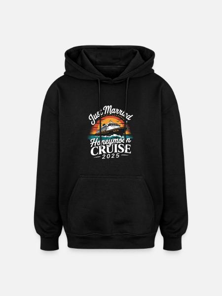 Just Married Honeymoon Cruise 2025 - Oversized Unisex Hoodie - black