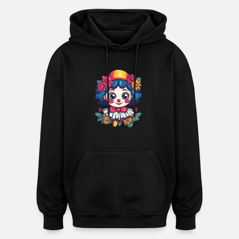 Clownmädchen mit Blumen - Oversized Unisex Hoodie - Schwarz