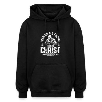 Tout est possible grâce à Christ Fitness Christian - Sweat à capuche oversize unisexe - noir - Devant - Noah (186cm)