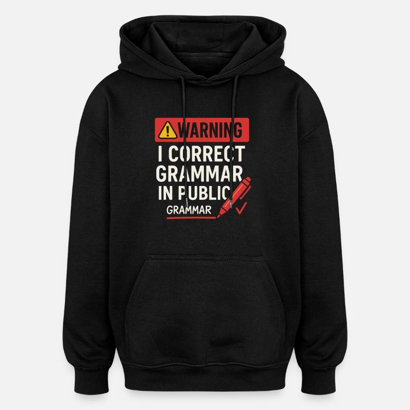 Grammaire Relecture Dicton public - Sweat à capuche oversize unisexe - noir