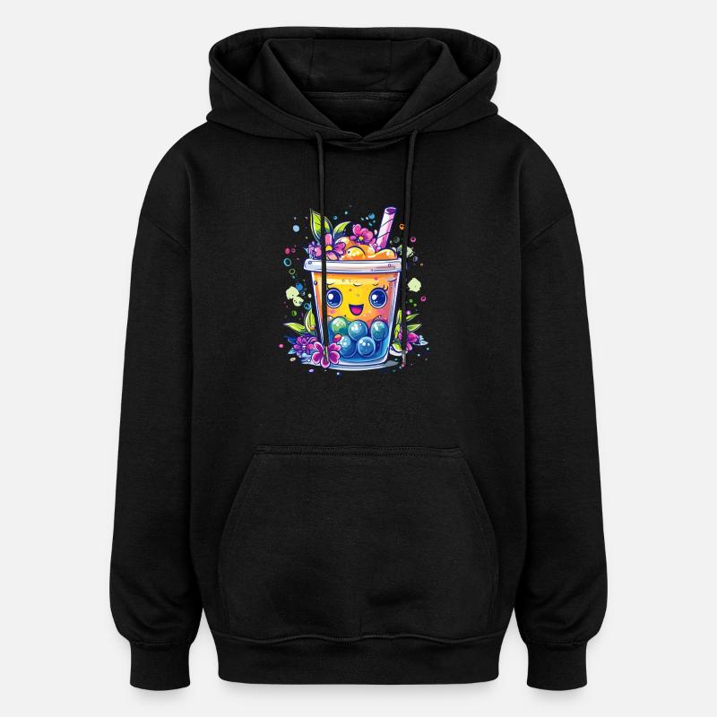 Fruity Bubble Tea - Oversized Unisex Hoodie - black