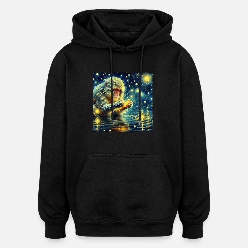 Schneeaffe Starry Night - Oversized Unisex Hoodie - Schwarz