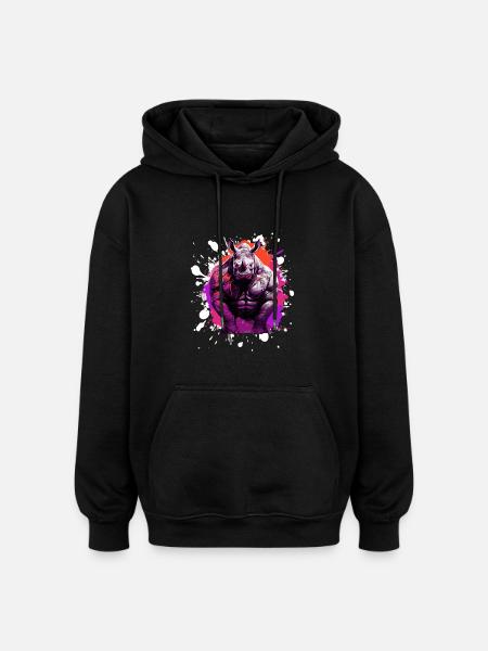 Rhino Muscles Bodybuilding - Oversized Unisex Hoodie - black