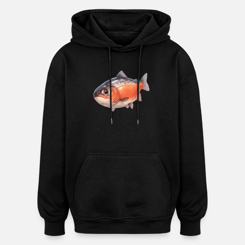 Saumon Saumon - Sweat à capuche oversize unisexe - noir