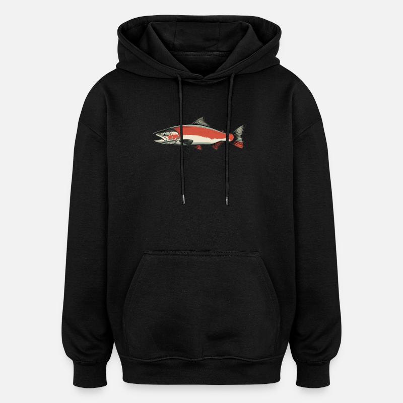Saumon Saumon - Sweat à capuche oversize unisexe - noir