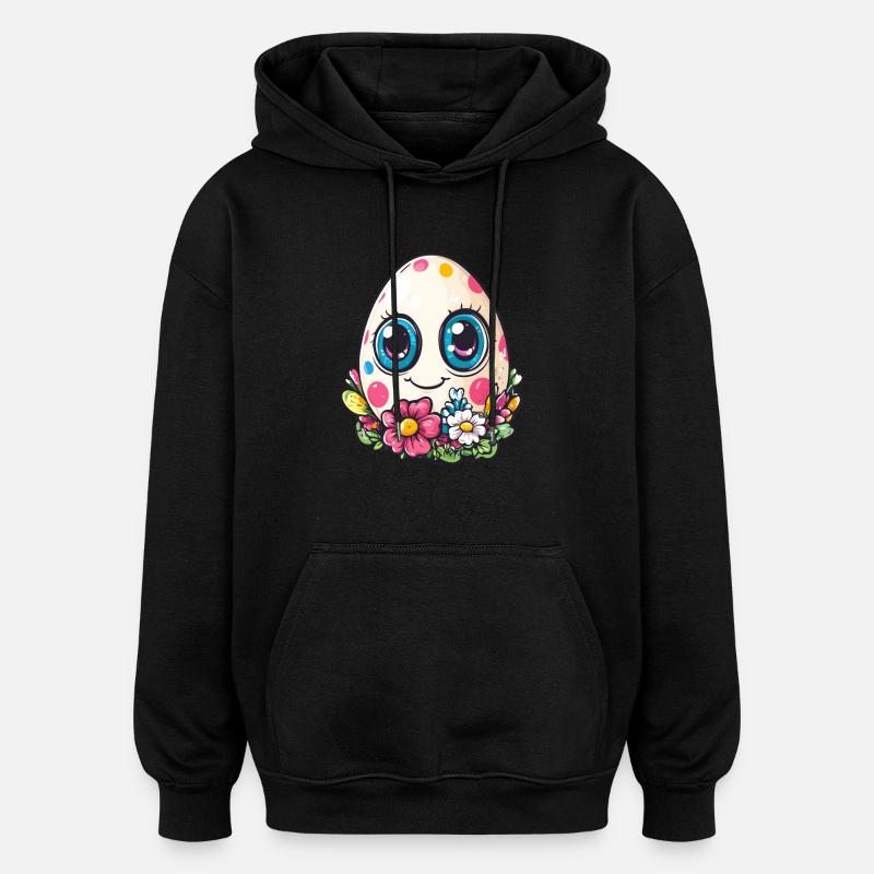 Oeuf Happy Dots - Sweat à capuche oversize unisexe - noir