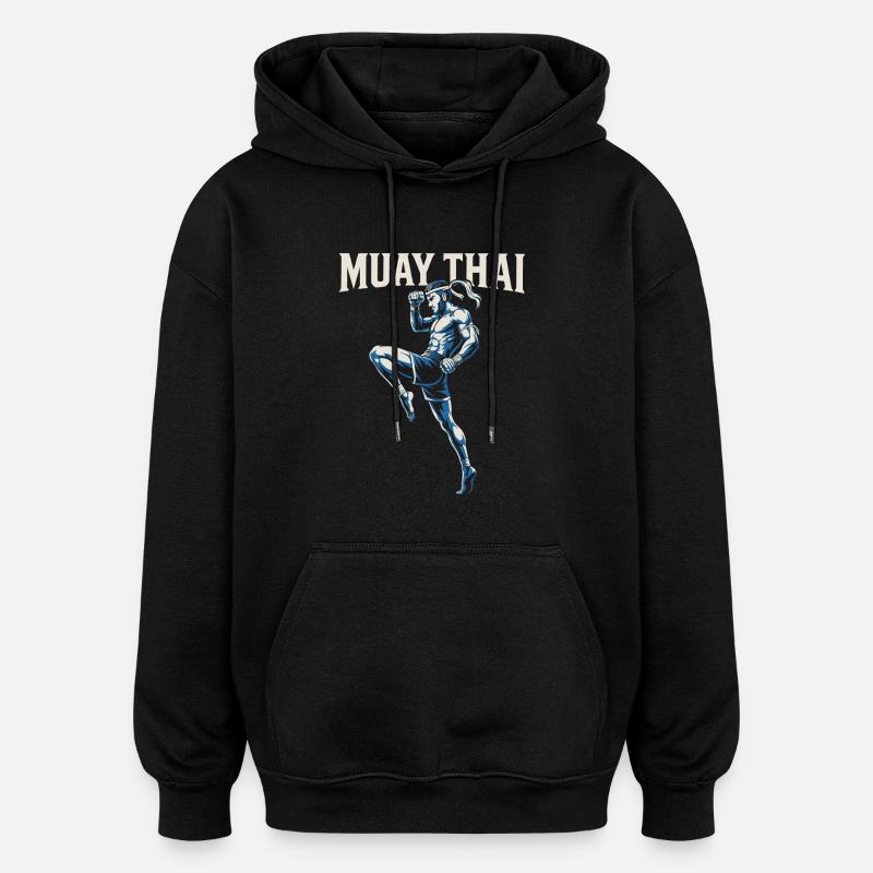 Muay Thai Boxing - Oversized Unisex Hoodie - black