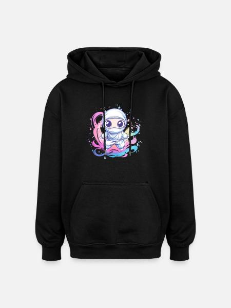 Ninja im Farbwirbel - Oversized Unisex Hoodie - Schwarz