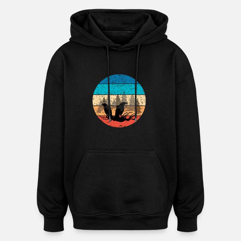 Raben - Oversized Unisex Hoodie - Schwarz