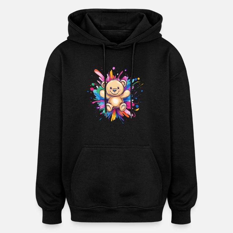Teddybär Farbexplosion - Oversized Unisex Hoodie - Schwarz