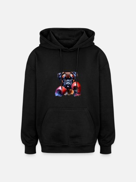 Dog Boxers Dog Pet Boxing - Oversized Unisex Hoodie - black