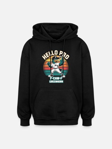 Funny Crow Playing Baseball - Oversized Unisex Hoodie - black