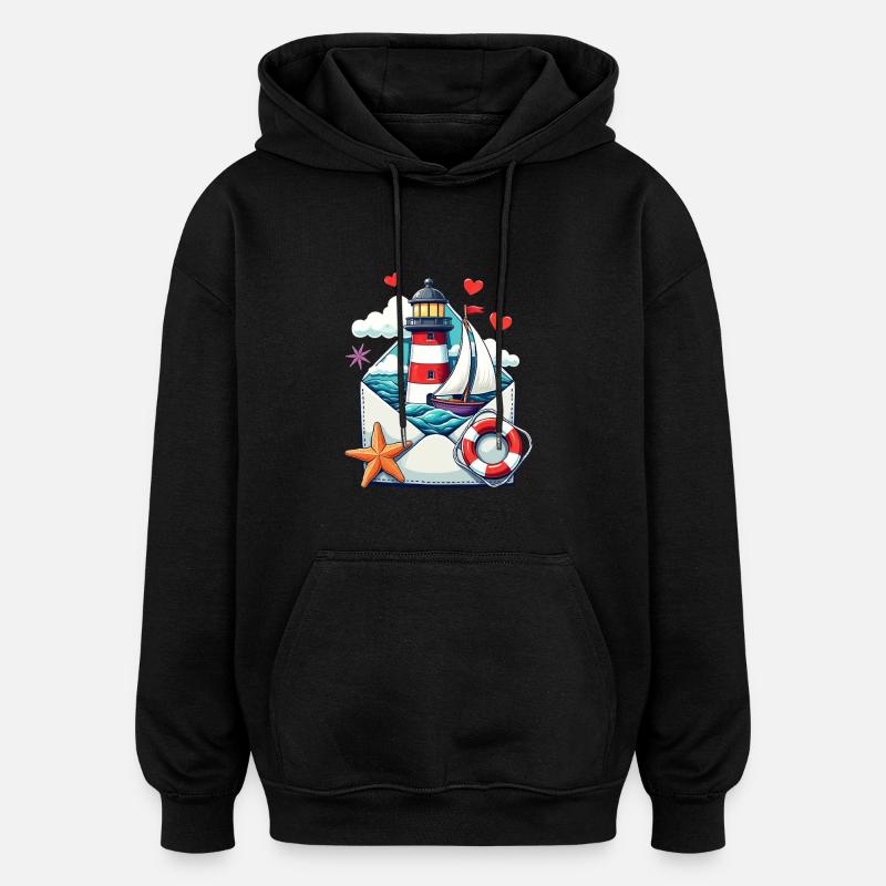 Courrier maritime - Sweat à capuche oversize unisexe - noir