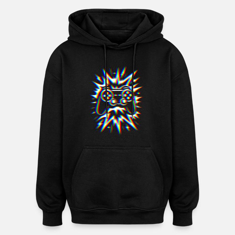 Glitch Controller – Gaming Explosion - Oversized Unisex Hoodie - black