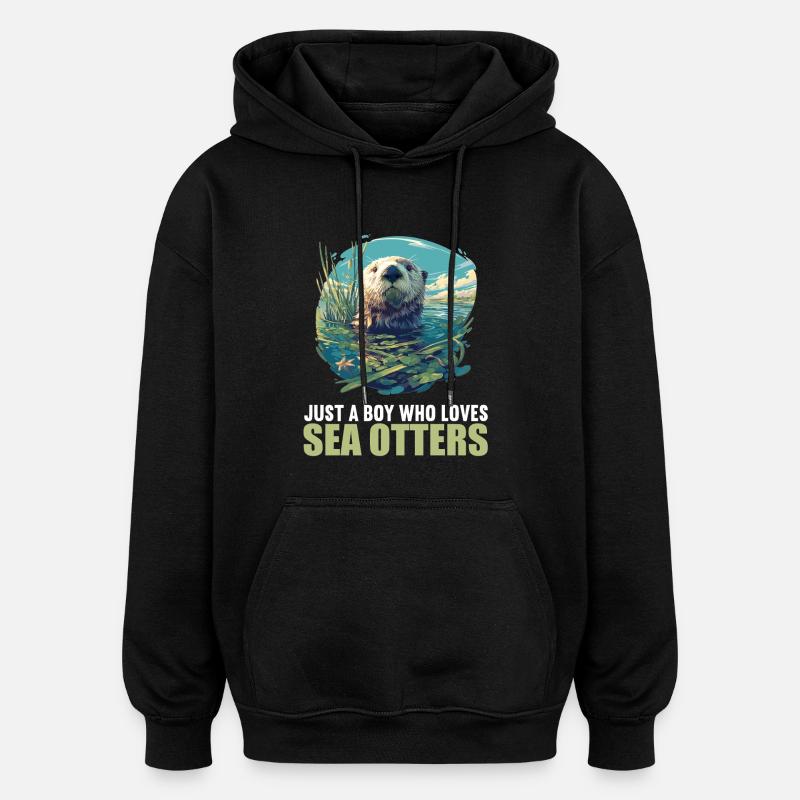 Loutre de mer - Sweat à capuche oversize unisexe - noir