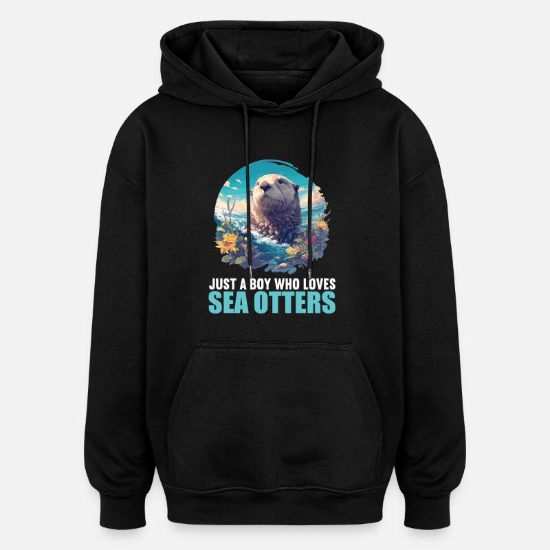 Loutre de mer - Sweat à capuche oversize unisexe - noir