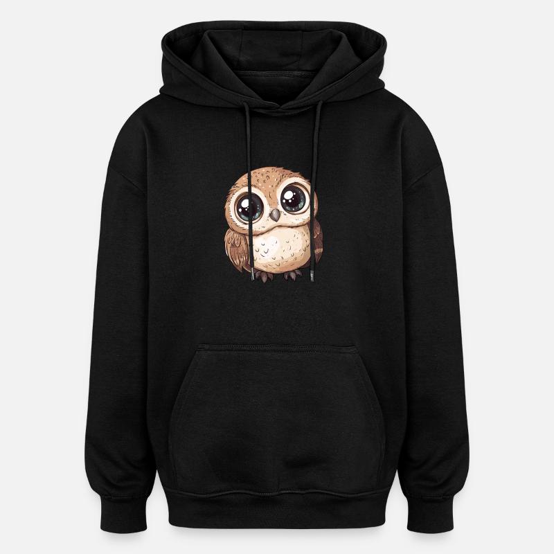 Süße große Eule - Oversized Unisex Hoodie - Schwarz