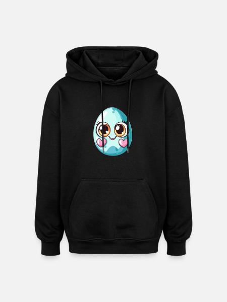 Cute Blue Spotted Egg - Oversized Unisex Hoodie - black
