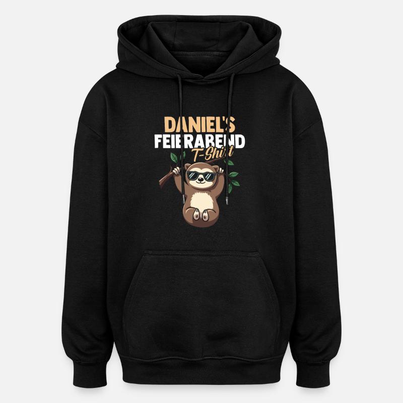 Faultier Daniel - Oversized Unisex Hoodie - Schwarz