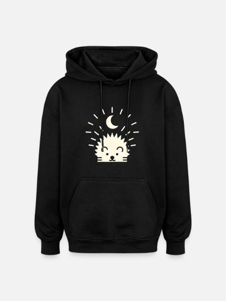 Moonlight hedgehog - Oversized Unisex Hoodie - black