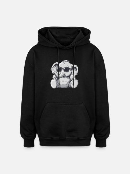 Cool elephant with sunglasses - Oversized Unisex Hoodie - black