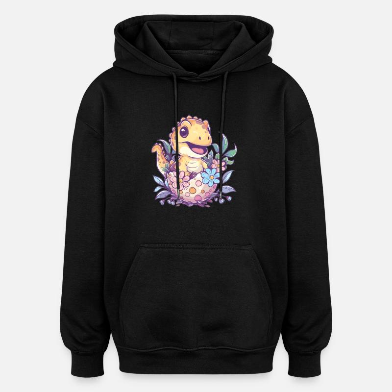 Dino de l’œuf - Sweat à capuche oversize unisexe - noir
