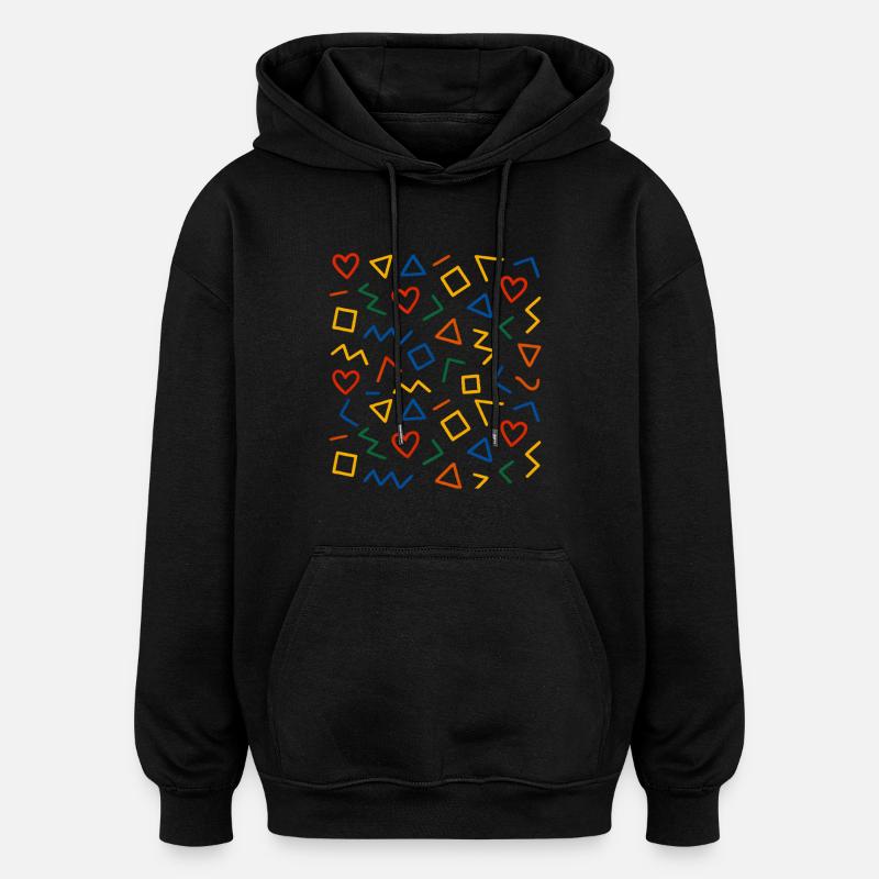Conception de motifs géométriques - Sweat à capuche oversize unisexe - noir
