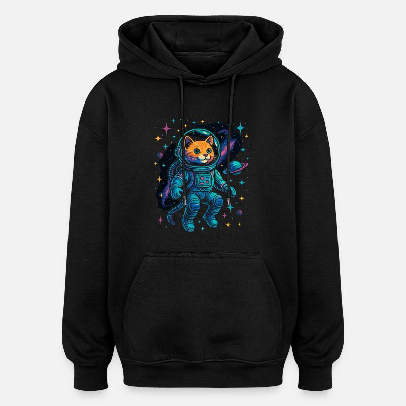 Chat de l’espace - Chat astronaute - Sweat à capuche oversize unisexe - noir