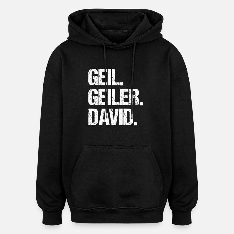 David - Sweat à capuche oversize unisexe - noir