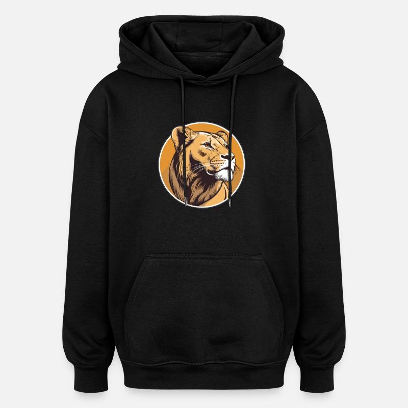 Fière lionne avec vue - Sweat à capuche oversize unisexe - noir