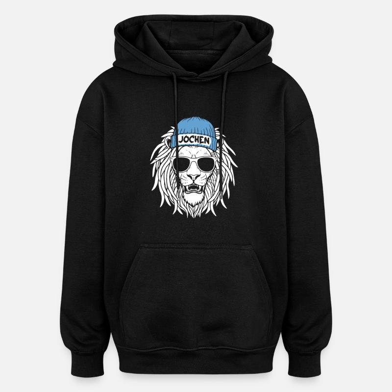 Lion Jochen - Sweat à capuche oversize unisexe - noir