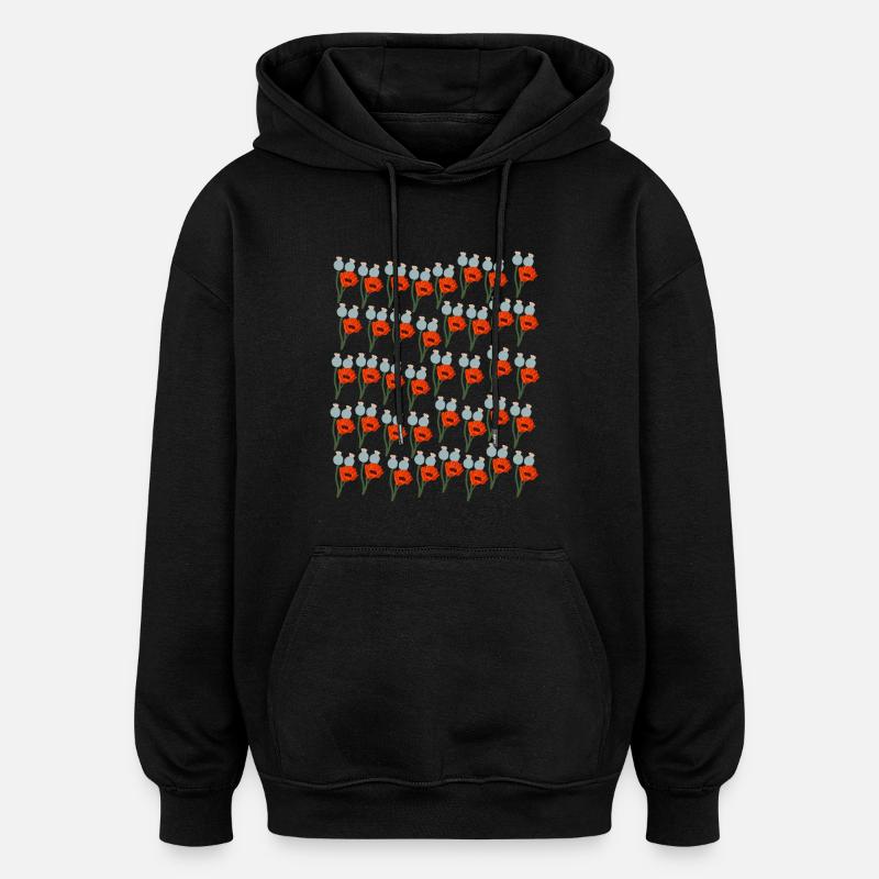 Coquelicots de Californie Fleurs sauvages Coquelicots - Sweat à capuche oversize unisexe - noir