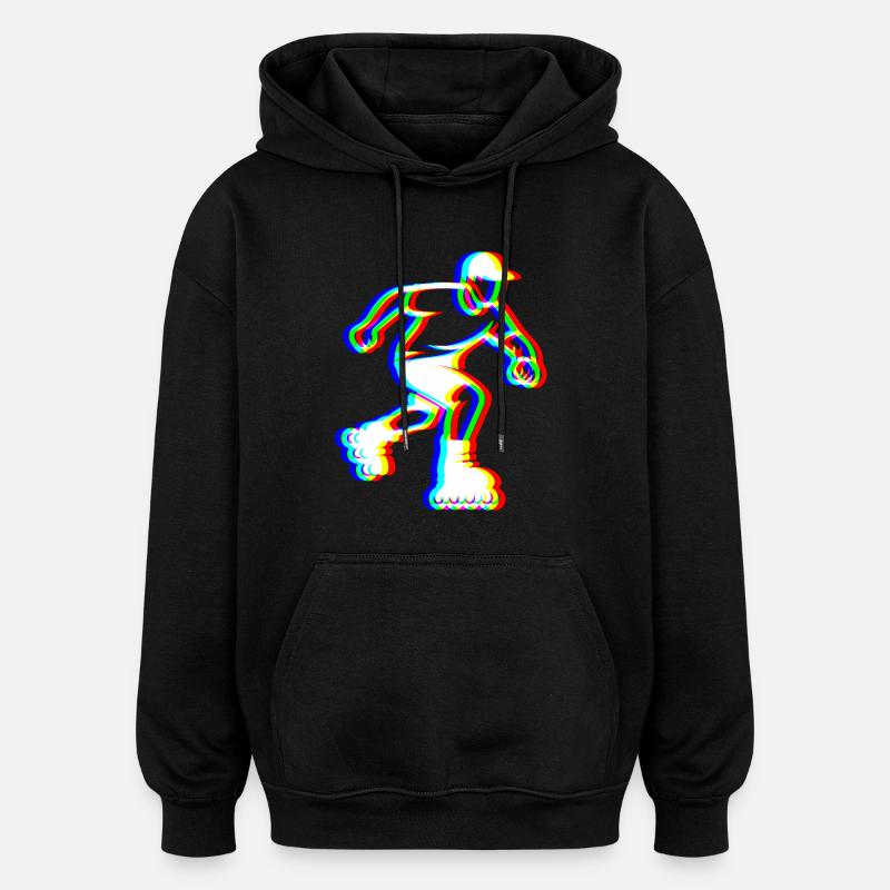 Skater Glitch – Balade Cool - Sweat à capuche oversize unisexe - noir