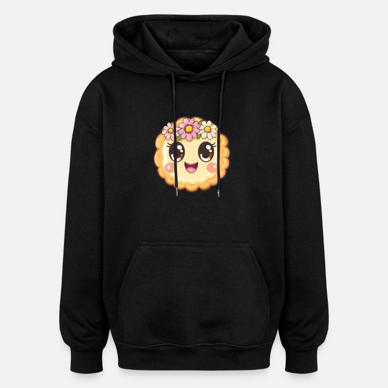 Glückskeks mit Blumen - Oversized Unisex Hoodie - Schwarz