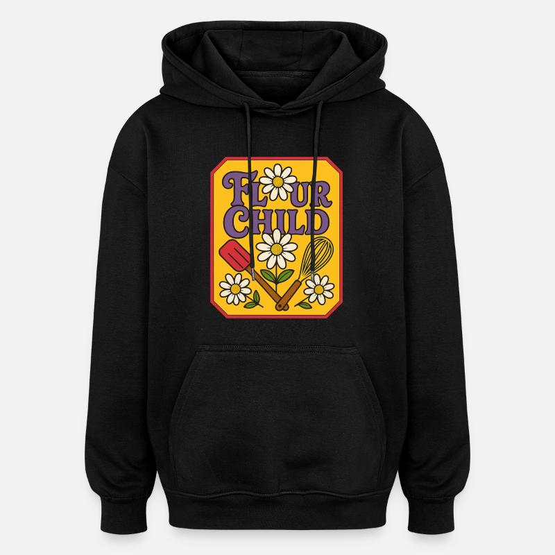 Mehl Kind Retro Backkunst - Oversized Unisex Hoodie - Schwarz