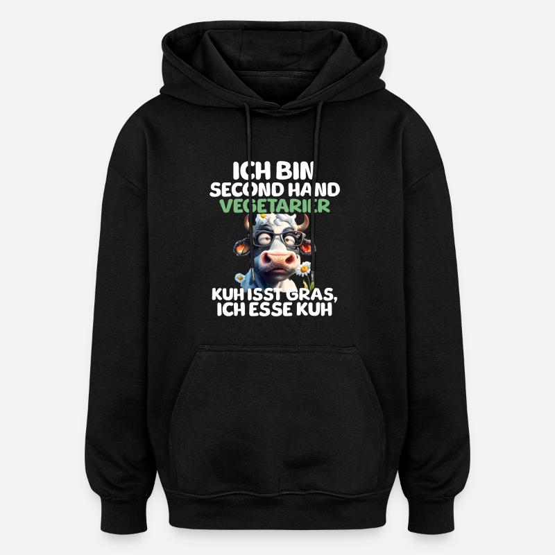 Second Hand Vegetarier - Oversized Unisex Hoodie - Schwarz